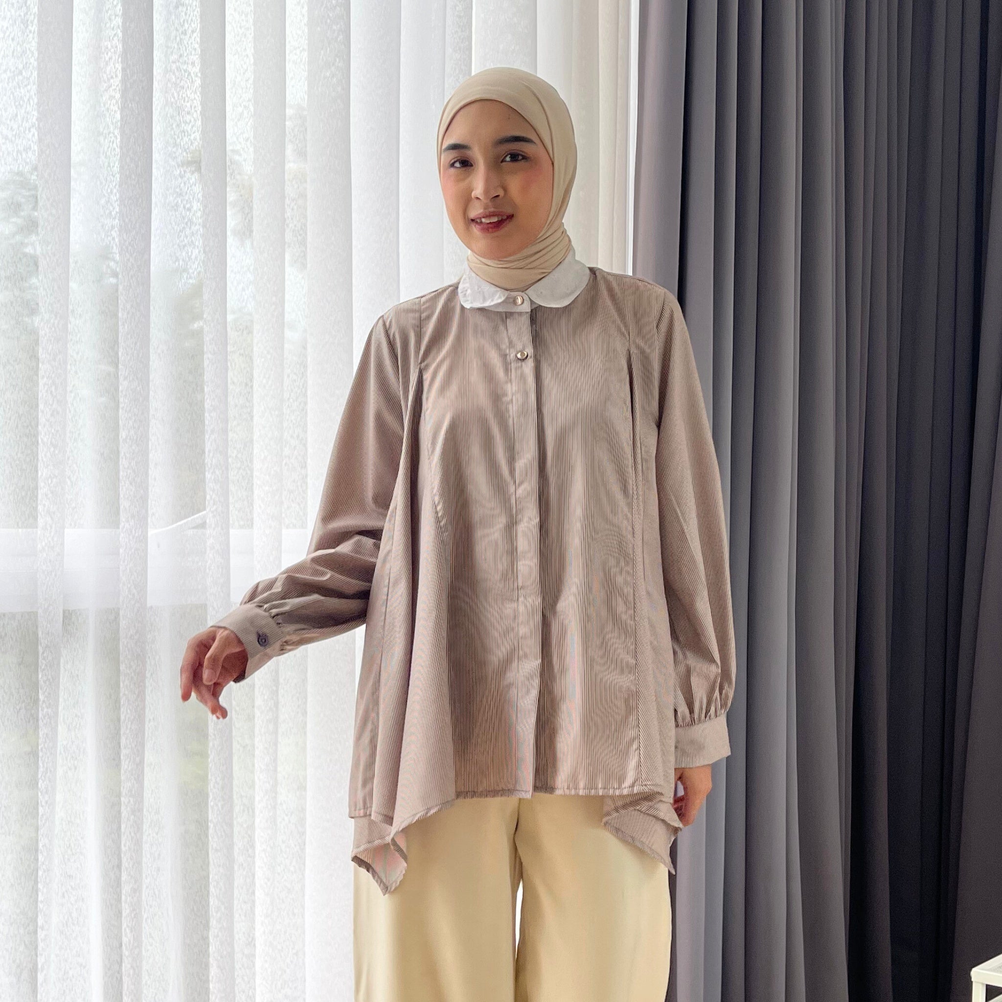 Image of Eclemix Top Yoon | Atasan Wanita Kemeja Blouse Motif Stripe